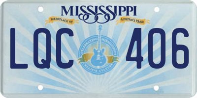 MS license plate LQC406