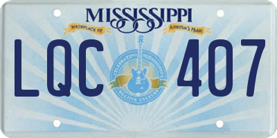 MS license plate LQC407