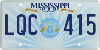 MS license plate LQC415