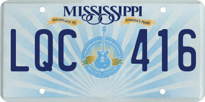 MS license plate LQC416