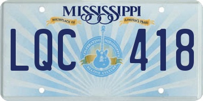 MS license plate LQC418