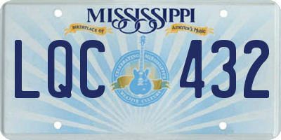 MS license plate LQC432