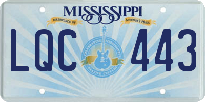 MS license plate LQC443