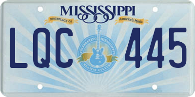 MS license plate LQC445