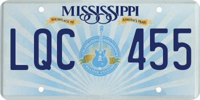 MS license plate LQC455