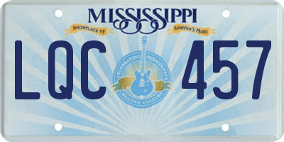 MS license plate LQC457