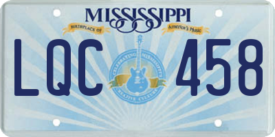 MS license plate LQC458
