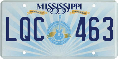MS license plate LQC463