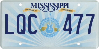 MS license plate LQC477