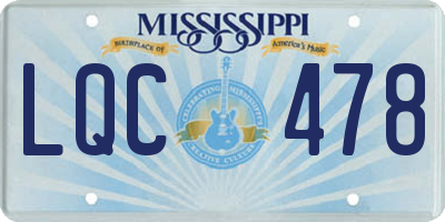 MS license plate LQC478