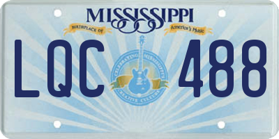 MS license plate LQC488