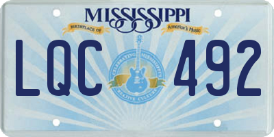 MS license plate LQC492