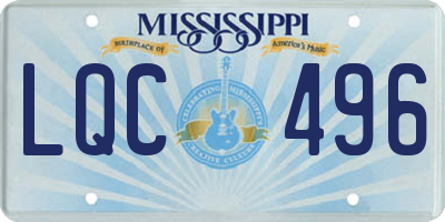 MS license plate LQC496