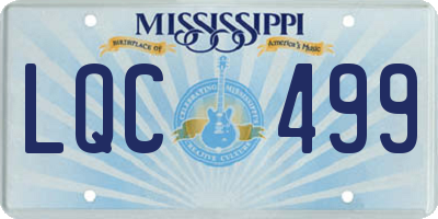 MS license plate LQC499