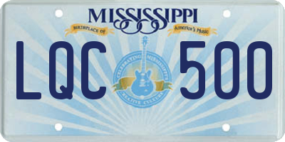 MS license plate LQC500