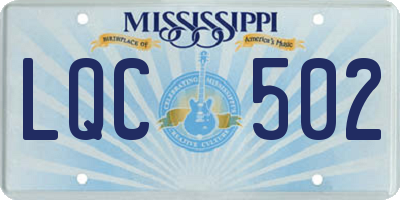 MS license plate LQC502