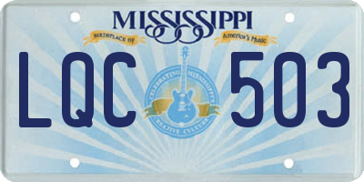 MS license plate LQC503