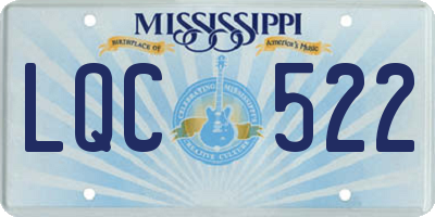 MS license plate LQC522