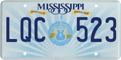 MS license plate LQC523