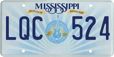 MS license plate LQC524