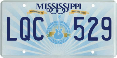 MS license plate LQC529