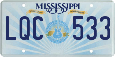 MS license plate LQC533