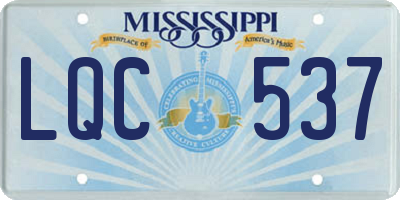 MS license plate LQC537