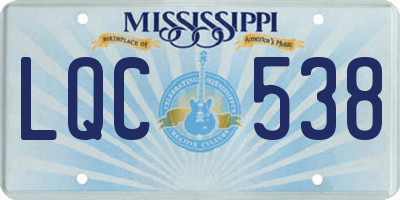 MS license plate LQC538