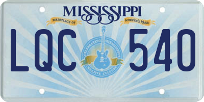 MS license plate LQC540