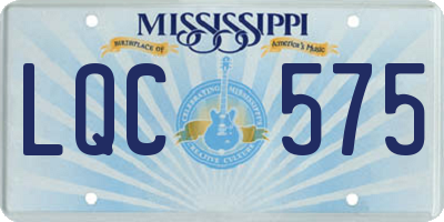 MS license plate LQC575