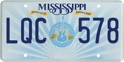 MS license plate LQC578