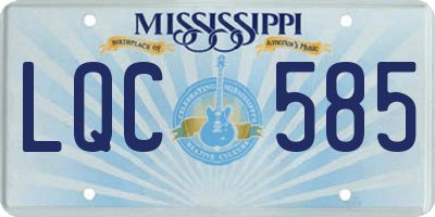 MS license plate LQC585