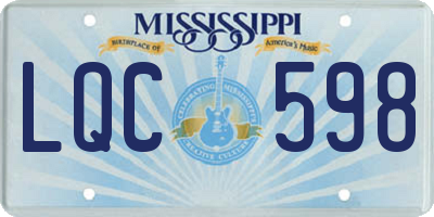 MS license plate LQC598