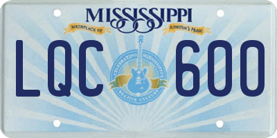 MS license plate LQC600