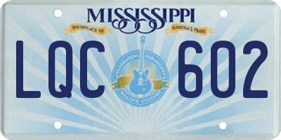 MS license plate LQC602