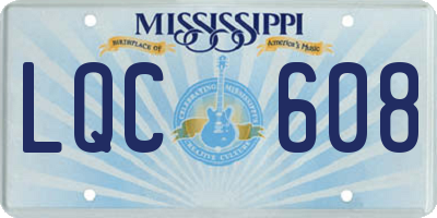 MS license plate LQC608