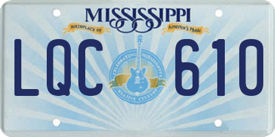 MS license plate LQC610