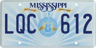 MS license plate LQC612