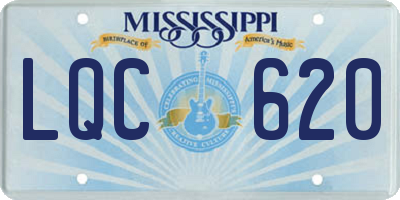MS license plate LQC620