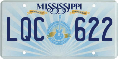 MS license plate LQC622