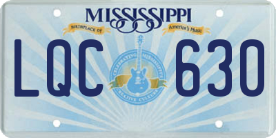 MS license plate LQC630