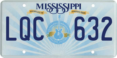 MS license plate LQC632