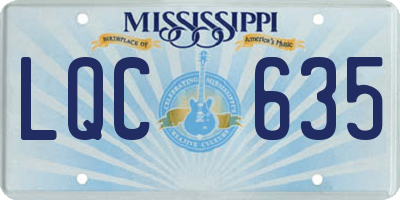 MS license plate LQC635