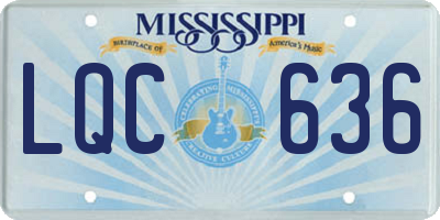 MS license plate LQC636