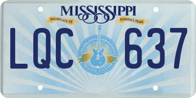MS license plate LQC637