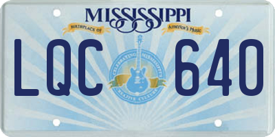 MS license plate LQC640