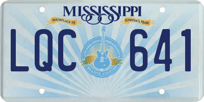 MS license plate LQC641