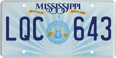 MS license plate LQC643