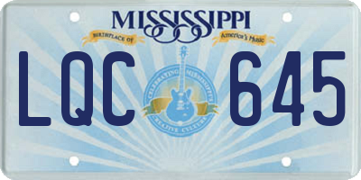 MS license plate LQC645