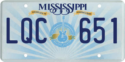 MS license plate LQC651